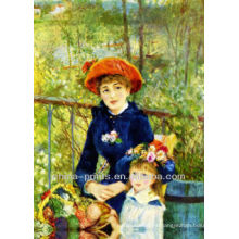 Pintura del retrato de la madre y del niño del vintage por Handpainted